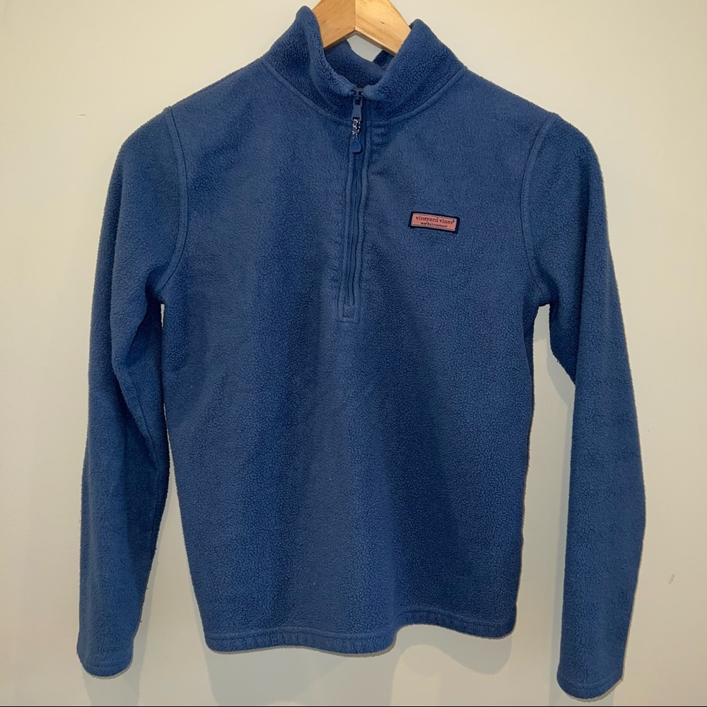Vinegar vines blue women’s half zip fleece sweater